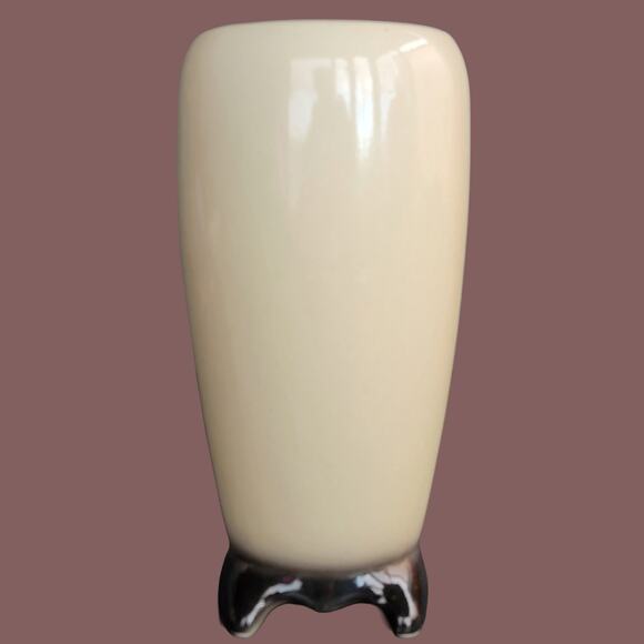 Vintage 1950s Royal Copely Cream and Black "Ivy" Footed 7" Vase - Picture 2 of 5